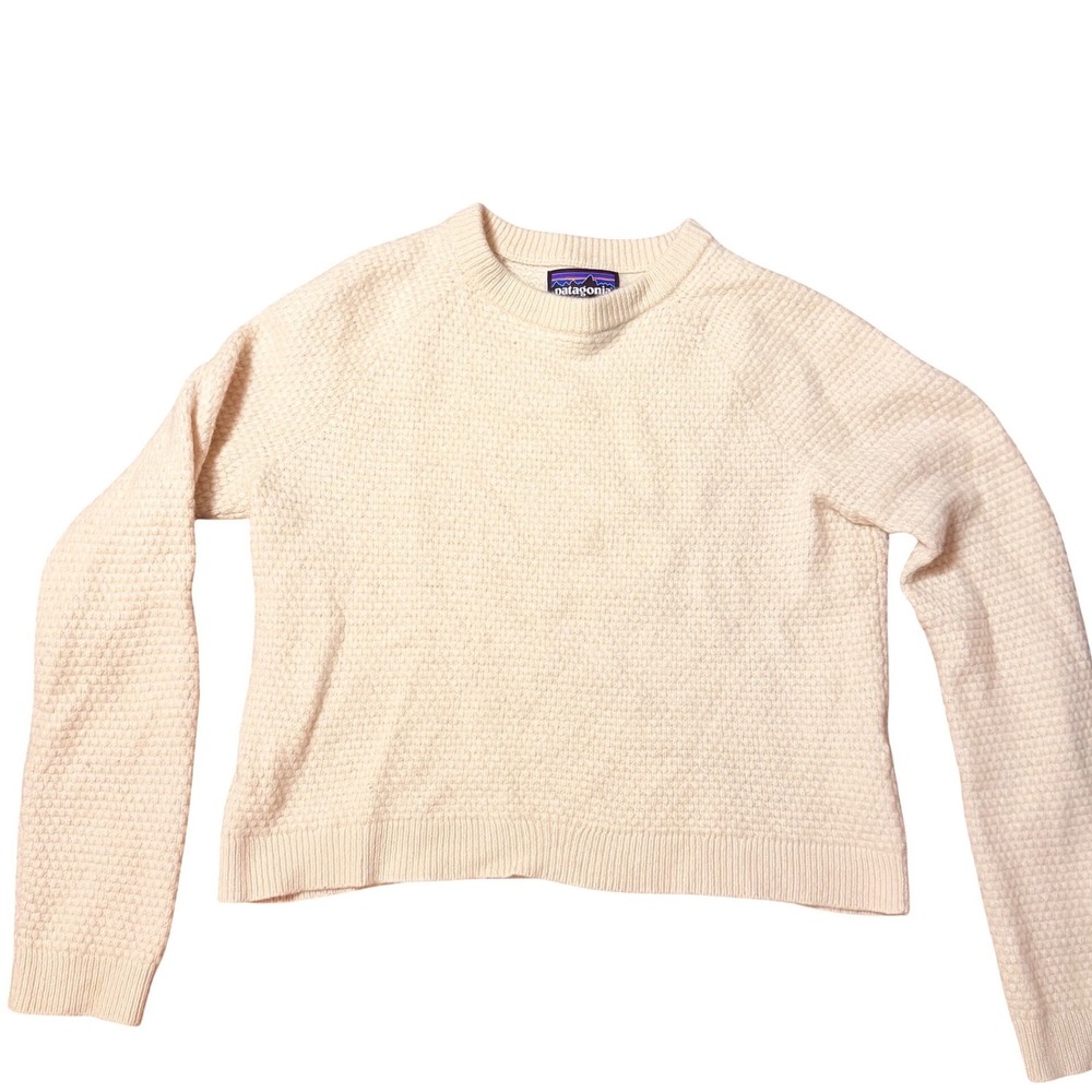 Women's Patagonia Recycled Cashmere Wool Knit Sweater Cream Pullover SZ S